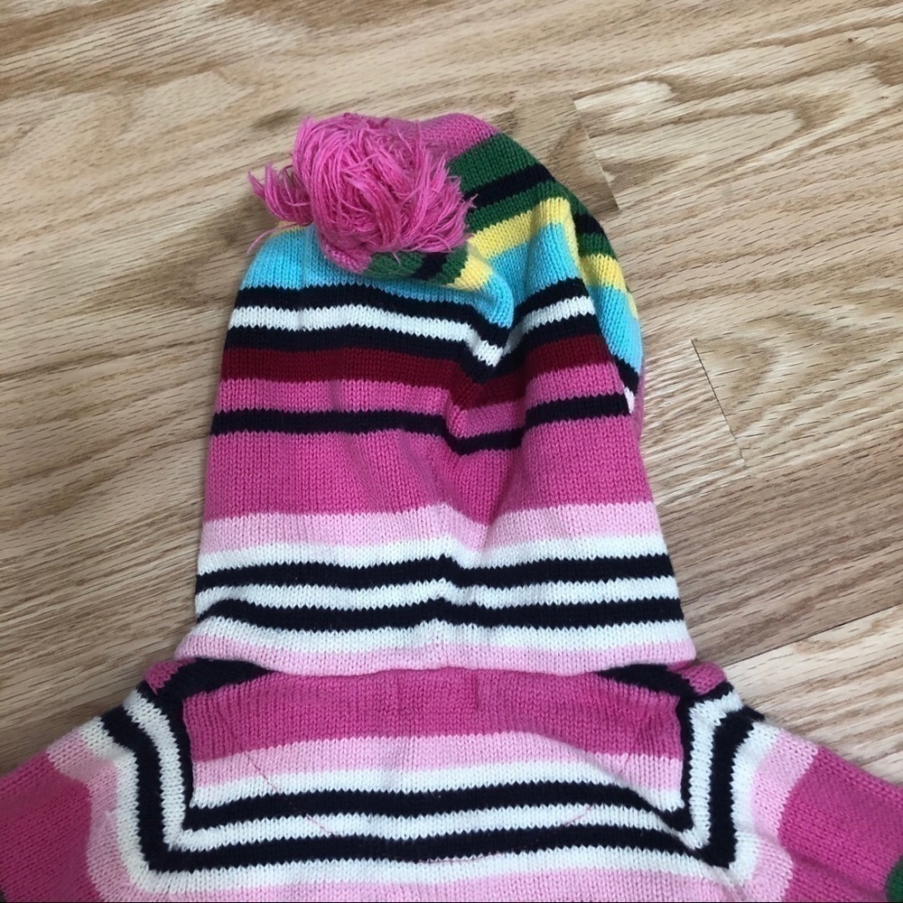 Baby Gap Striped Pom Sweater Pink Blue Green - Picture 3 of 4